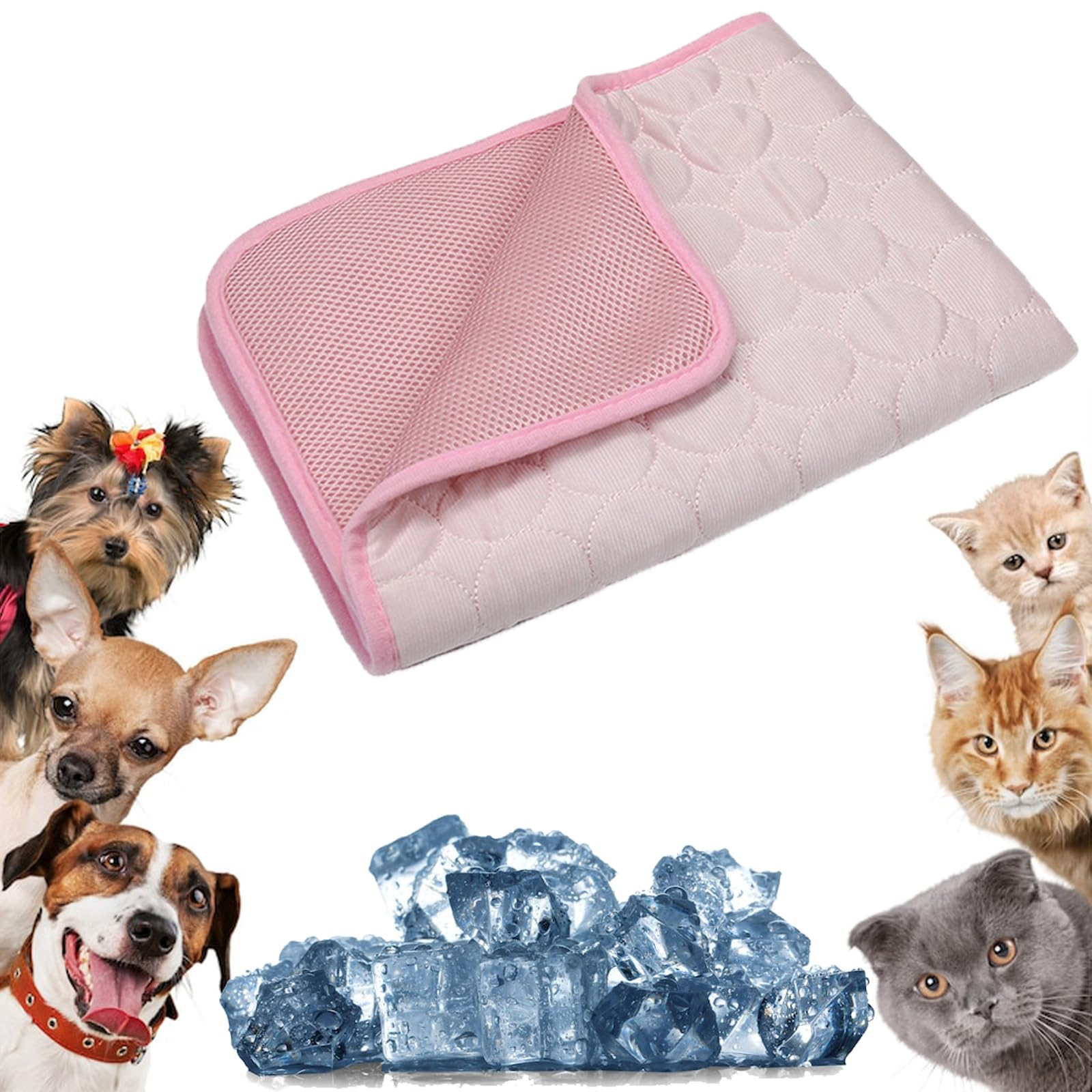 Cooling Mat, Cooling Dog Bed, Non Slip Dog Mat, Machine-Washable, Large Pet Cooler Pad for Car, Sofa, Floor, Machine-Washable (Pink,XXL-150 * 100CM)