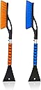 EcoNour 27" Car Snow Brush and Ice Scrapers for Car Windshield (2 Pack) | Scratch Free Bristle Head Snow Brush & Tough Window Snow Scraper with Aluminium Body | Snow Removal Winter Car Accessories