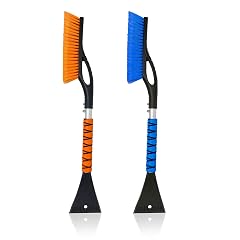EcoNour 27 Car Snow Brush and Ice Scrapers for Car Windshield 2 Pack Scratch Free Bristle Head Snow