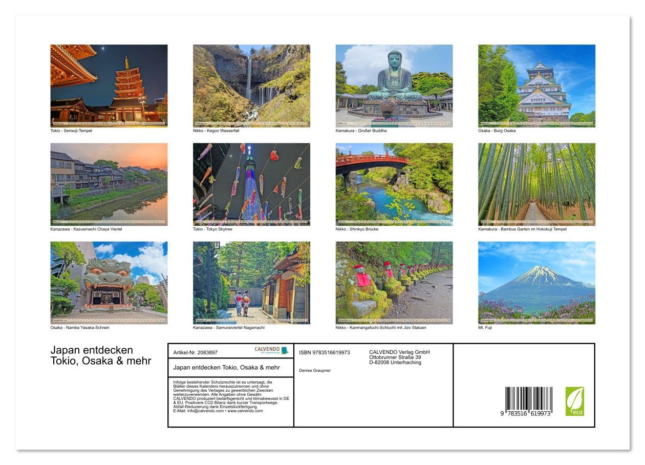 Japan entdecken Tokio, Osaka & mehr (hochwertiger Premium Wandkalender 2026 DIN A2 quer), Kunstdruck in Hochglanz: Ein visueller Streifzug durch Japans faszinierende Vielfalt. (CALVENDO Orte)