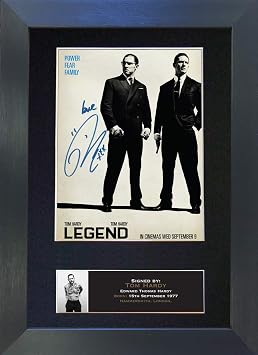 LEGEND KRAYS Tom Hardy Signed Autograph Mounted Photo Reproduction PRINT A4 Rare 297 x 210mm #575 Black Frame