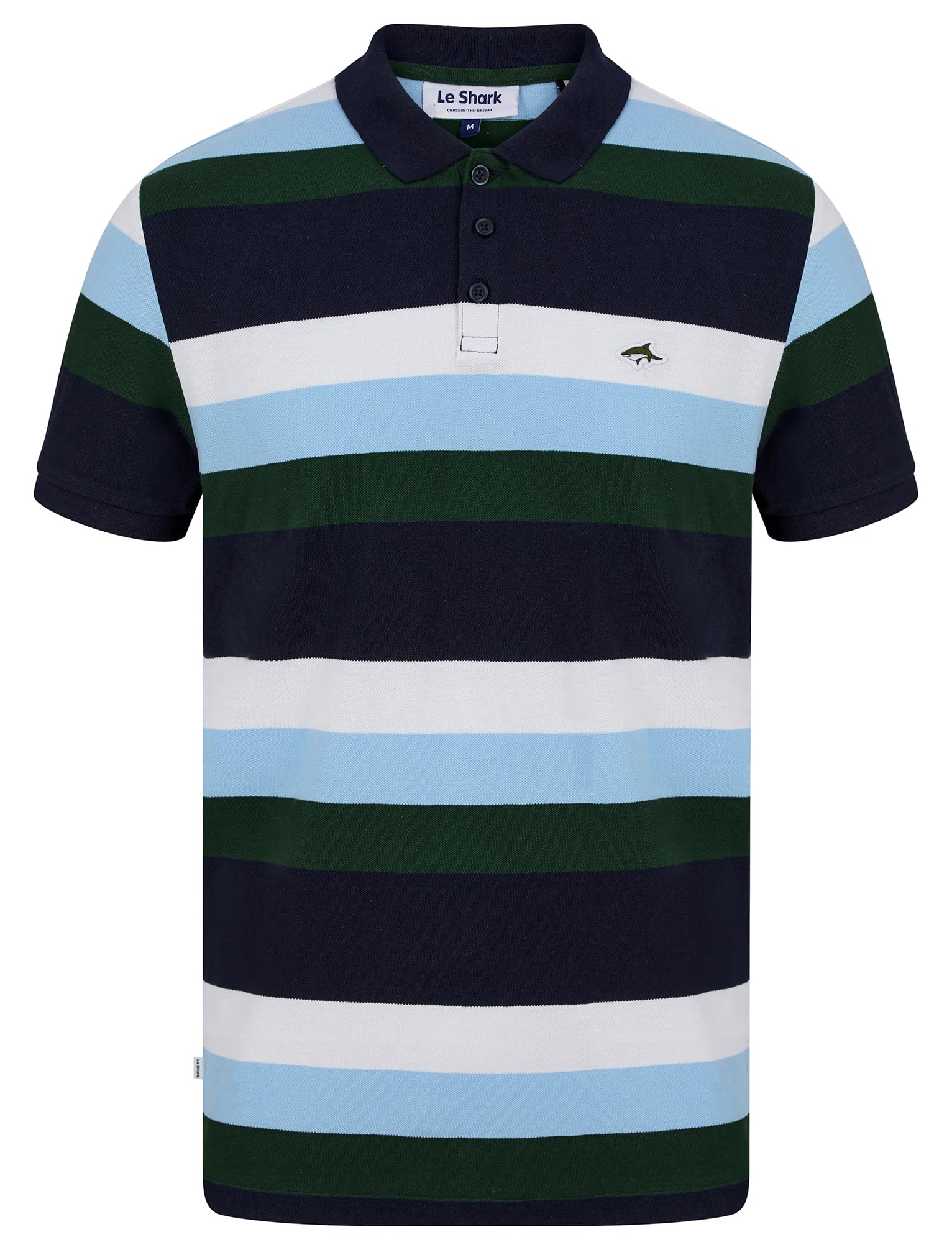 Le Shark Men's Rural - Green 'Rural' Yarn Dyed Striped Cotton Pique Polo Shirt