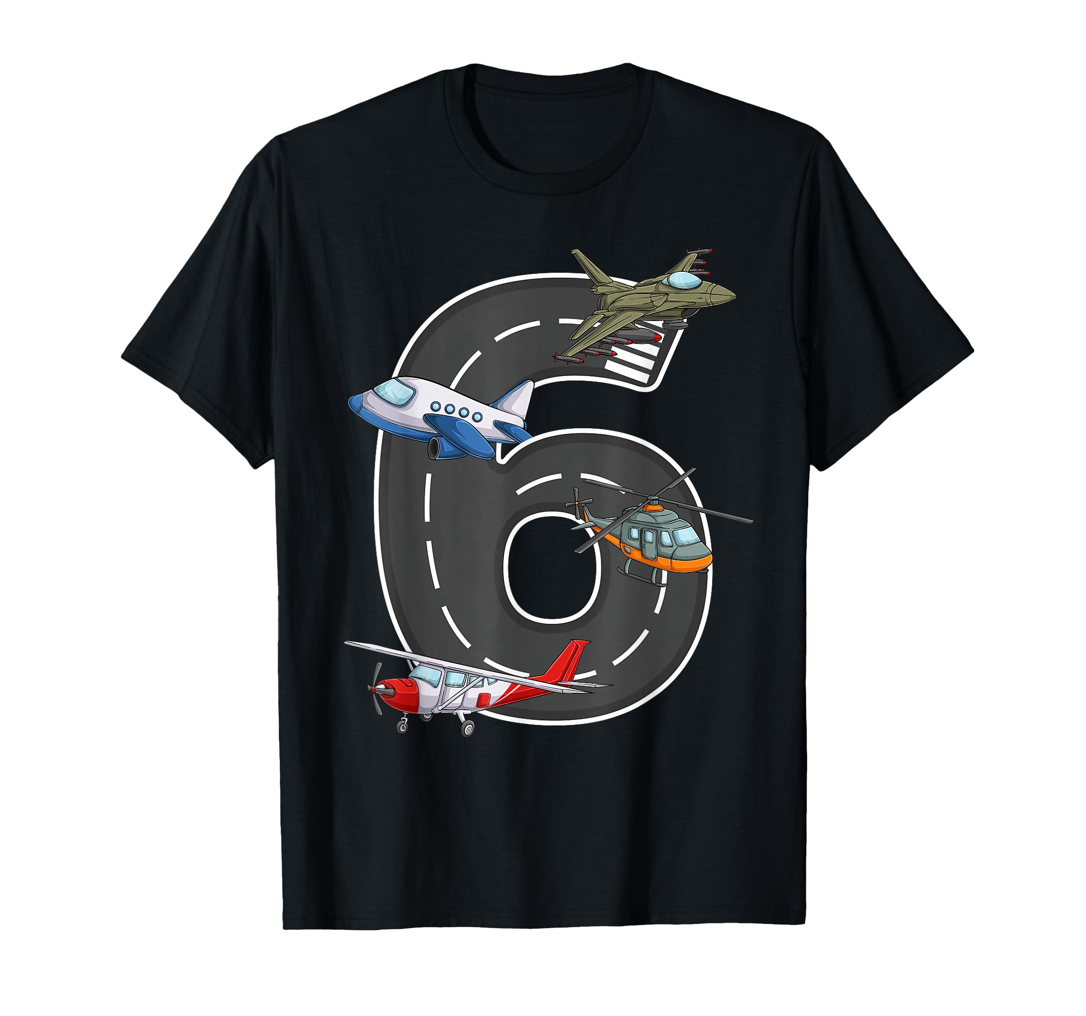Little Pilot 6th Birthday Party 6 Six Year Old Airplane Kids T-Shirt