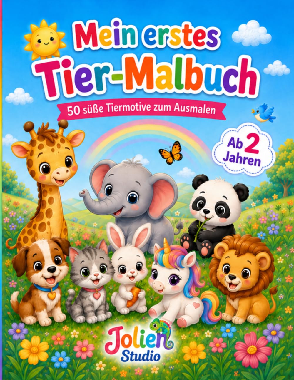 Mein erstes Tier-Malbuch ab 2 Jahre: 50 süße Tiermotive zum Ausmalen für spielerische Kreativität Feinmotorik und Farbwahrnehmung extra Groß 22cm x 28cm