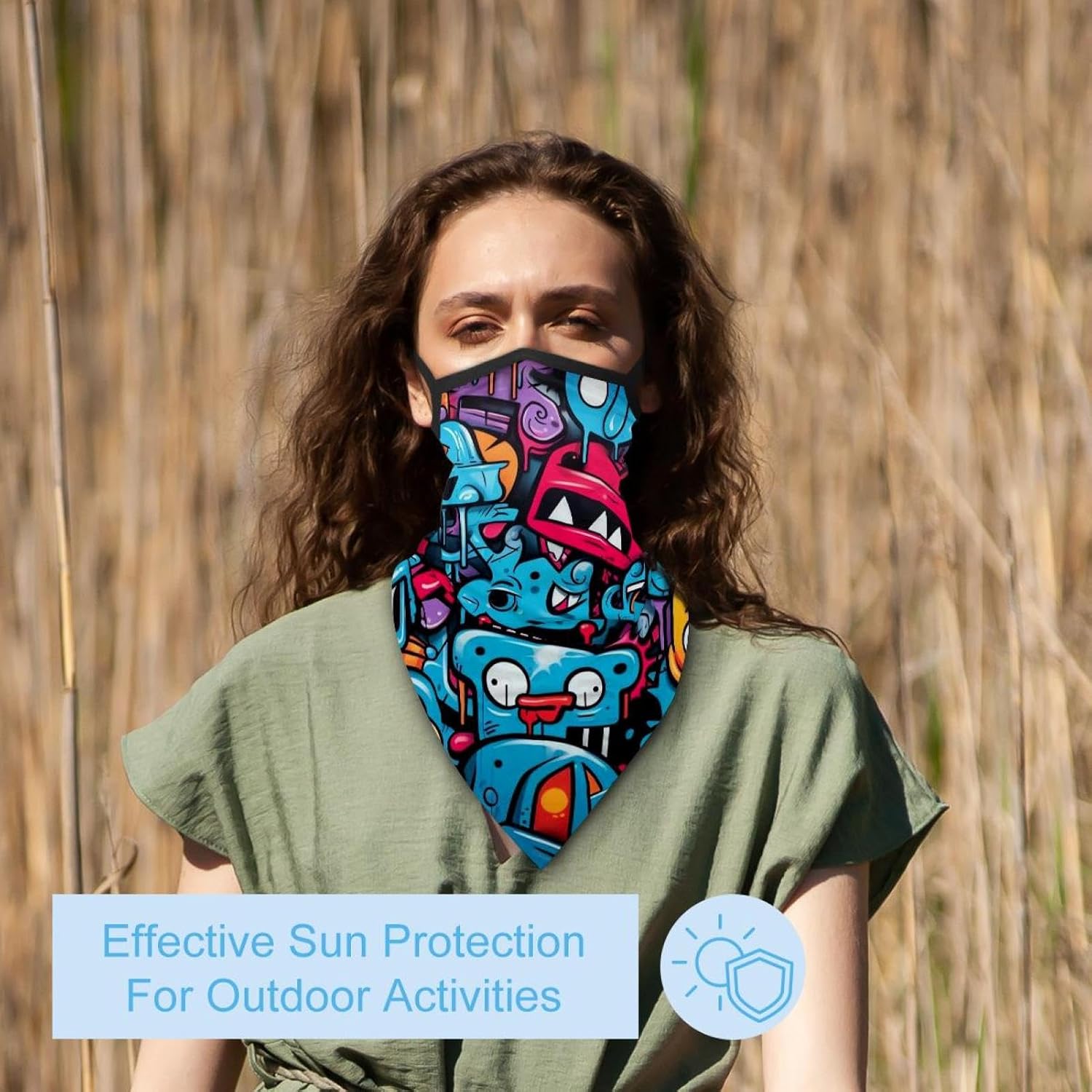 4 Pack Doodle Fishing Neck Gaiter - UV Face Mask Sun Protection for Men & Women