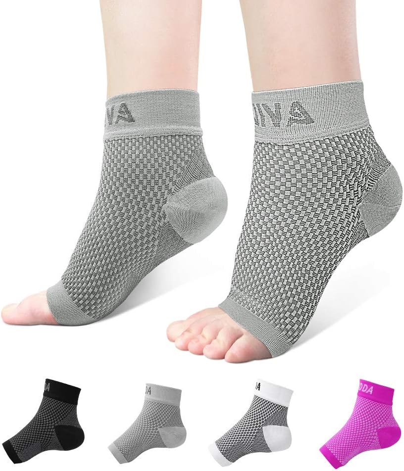 Ankle Brace for Men Women Pair AVIDDA Plantar Fasciitis Socks with Arch Support Compression Ankle Support Foot Sleeve for Achilles Tendon Support Swelling Eases Heel Pain Relief Gray S