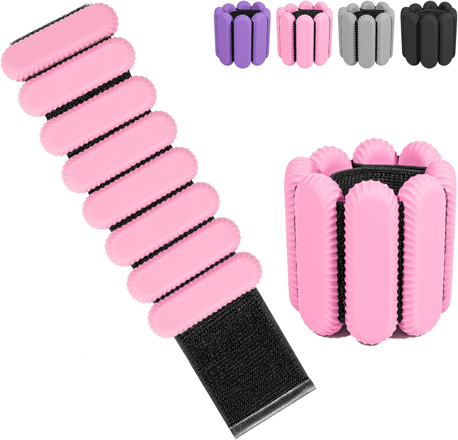 Ankle Weights for Women Men kids, Adjustable Silicone Wrist Weighted Bracelet for Wearable Arm & Leg Weights Set for Walking, Yoga, Swimming, Cardio, Aerobics, Gym Set of 2 (1Lb Each)