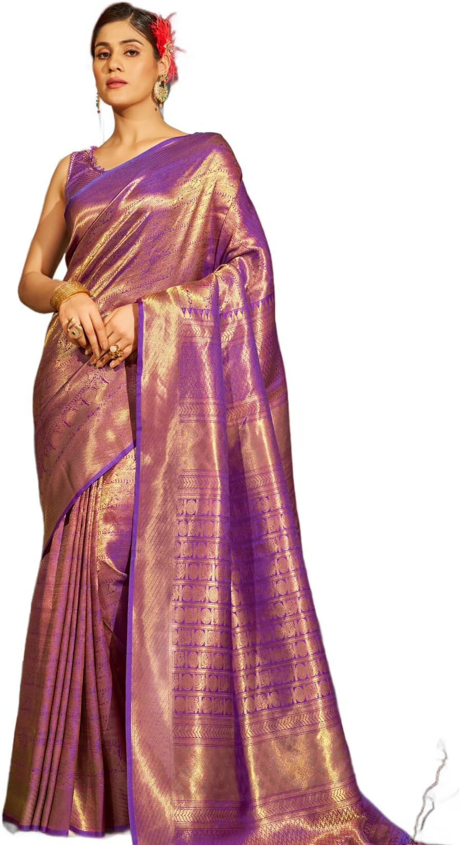 SWORNOF Womens Kanjivaram Banarasi Silk Saree Kanchipuram Patola saree
