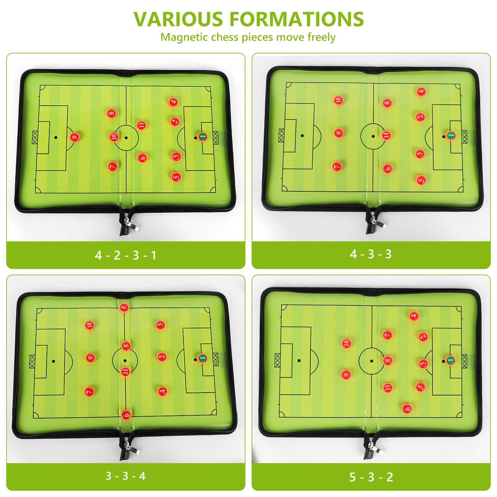 LUFEIS Pizarra Futbol Entrenador, Portátil Pizarra Futbol Entrenador, Carpeta Táctica Plegable con Imanes, Lapiceros, Silbar, Temporizador y Borrador, para Entrenadores Futbol Tablero