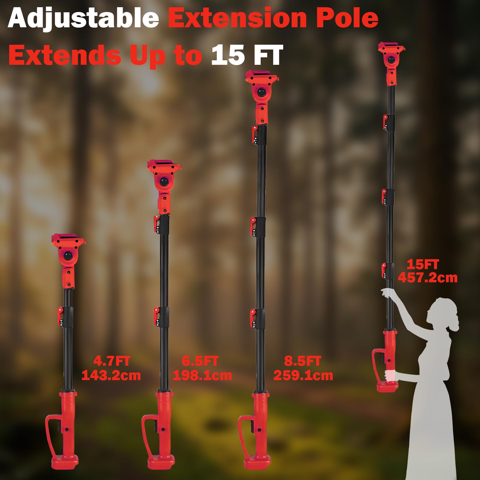Sierra de podar telescópica con batería con 2 baterías de 3000 mAh, 2 en 1, sierra de podar eléctrica con barra de extensión segmentada, mini motosierra con batería, motor sin escobillas, para