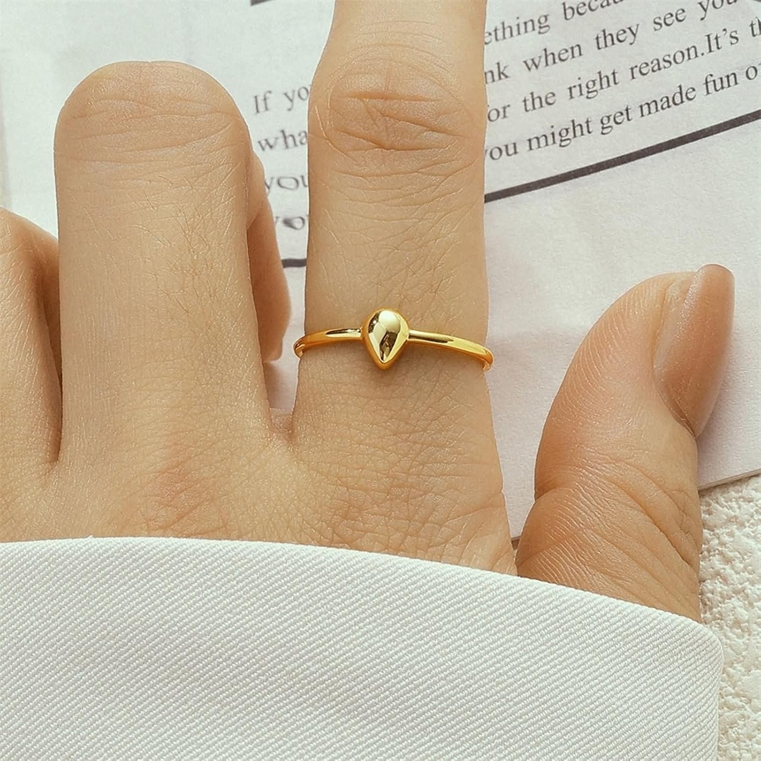 Wedding Ring for Women Yellow Gold 9K/14K/18K, Smooth Water Drop, Gold Eternity Band Rings for Women Ring