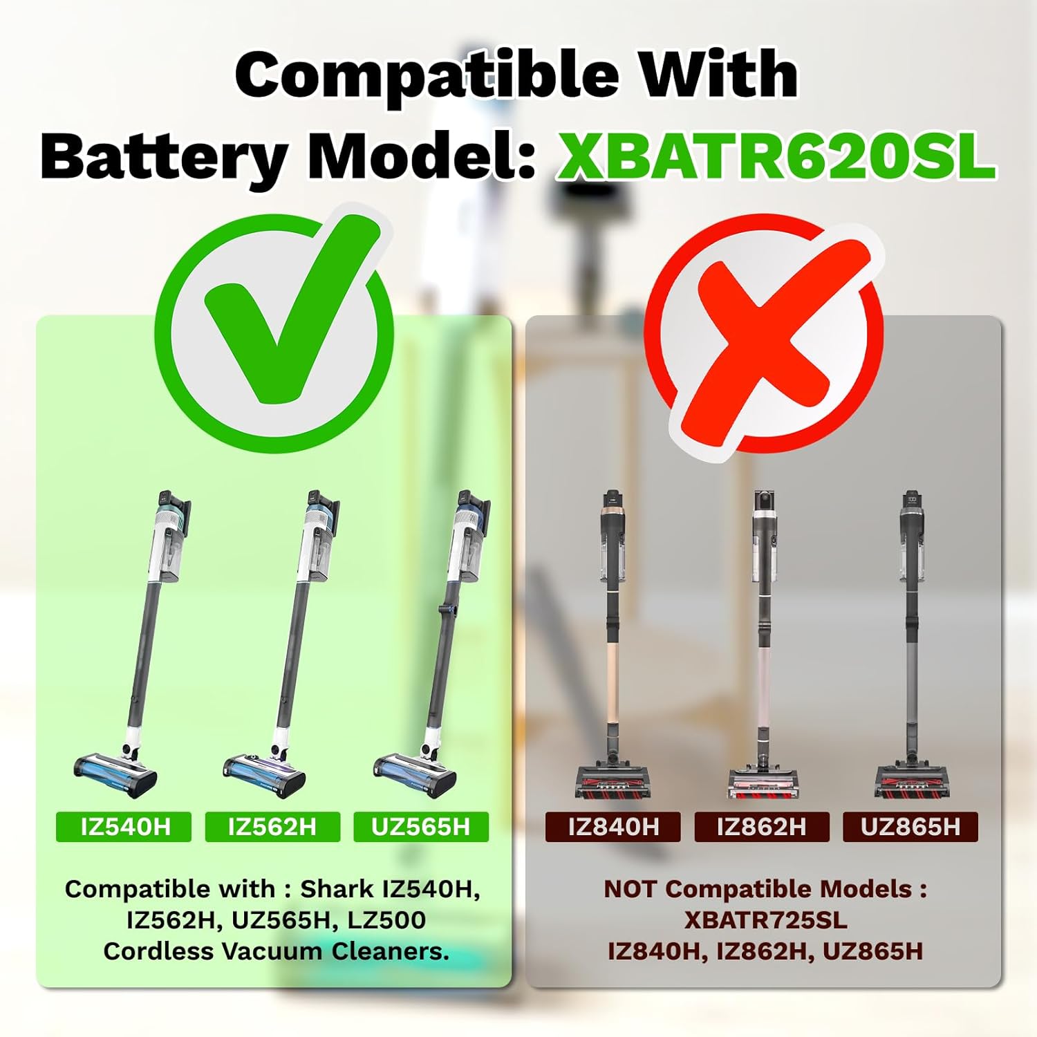 New Replacement Battery for Shark XBATR620SL IZ540H, IZ562H, UZ565H,LZ500 Cordless Vacuum Cleaners (NOT Fits for Shark IZ840H,IZ862H,UZ865H Series Models)