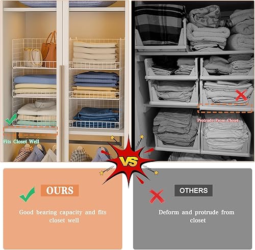 Miniatura 3 de Organizadores de armario apilables de 6 niveles y estantes de almacenamiento, organizador de estantes de armario, cestas plegables para
