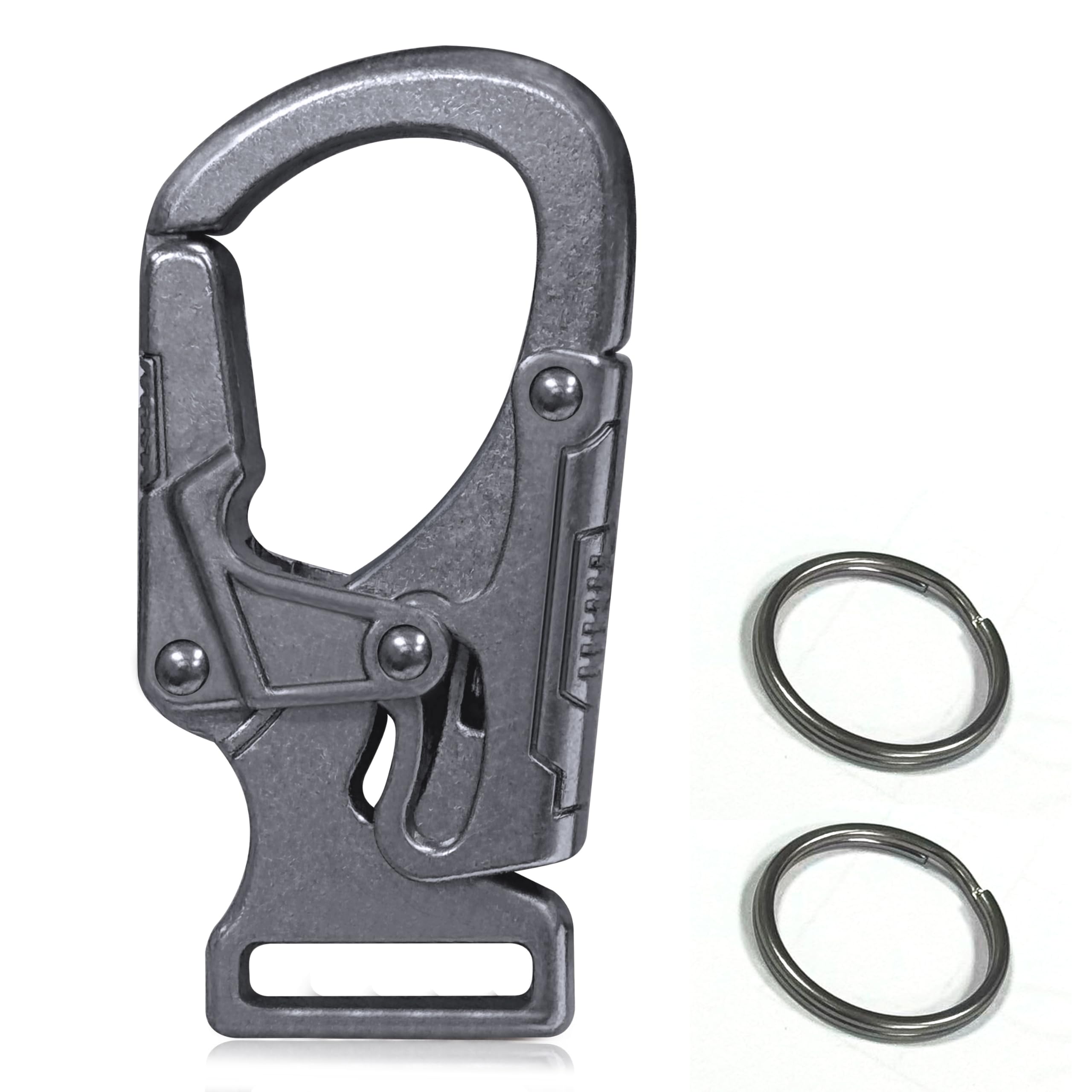 Ahiller Carabiner Clip,1.9'' Alloy Car Keychain Clip with 2 Key Ring,Outdoor Hooks,Small Key Holder for Man and Women?Gunmetal-1P?