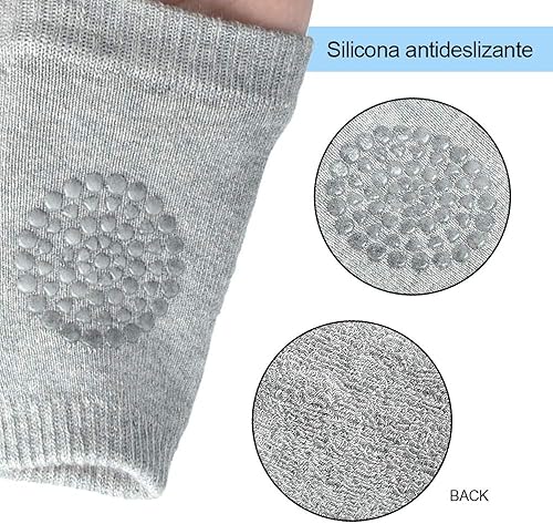 Miniatura 3 de Rodilleras de bebé para gatear, 5 pares de rodilleras unisex para bebés y niños pequeños, antideslizantes, protegen la rodilla del bebé para gatear