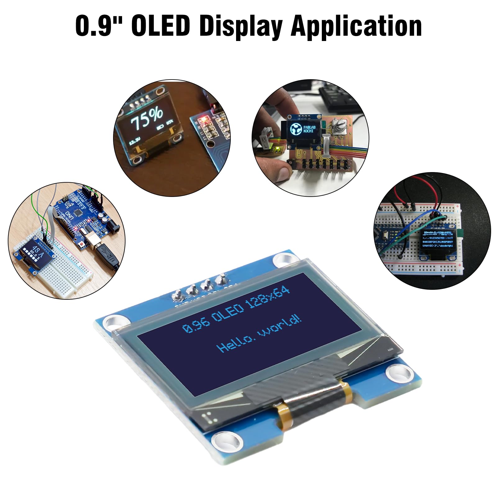 OLED Display Modulo RUIZHI 3 pezzi 0.96 pollici Display OLED I2C Chip 128 x 64 Pixel I2C Modulo di Visualizzazione dello Schermo con Caratteri blu compatibile con Arduino