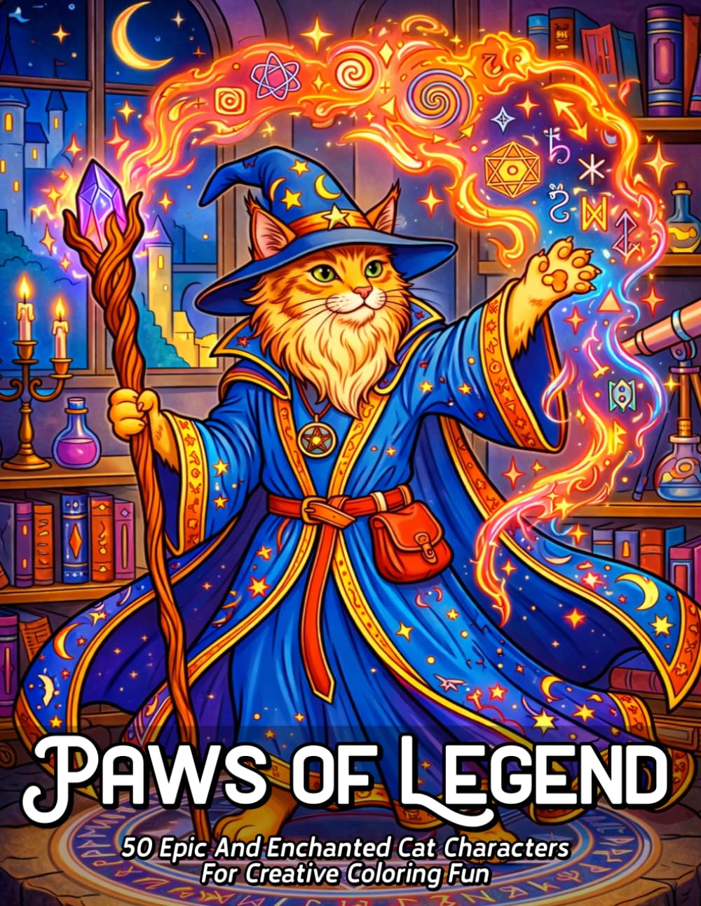 Paws of Legends: Cat Coloring Book for Adults and Teens, 50 Epic and Enchanted Cat Characters for Creative Coloring Fun Featuring Legendary, Mythical, ... Figures & Heroes Reimagined as Cats.