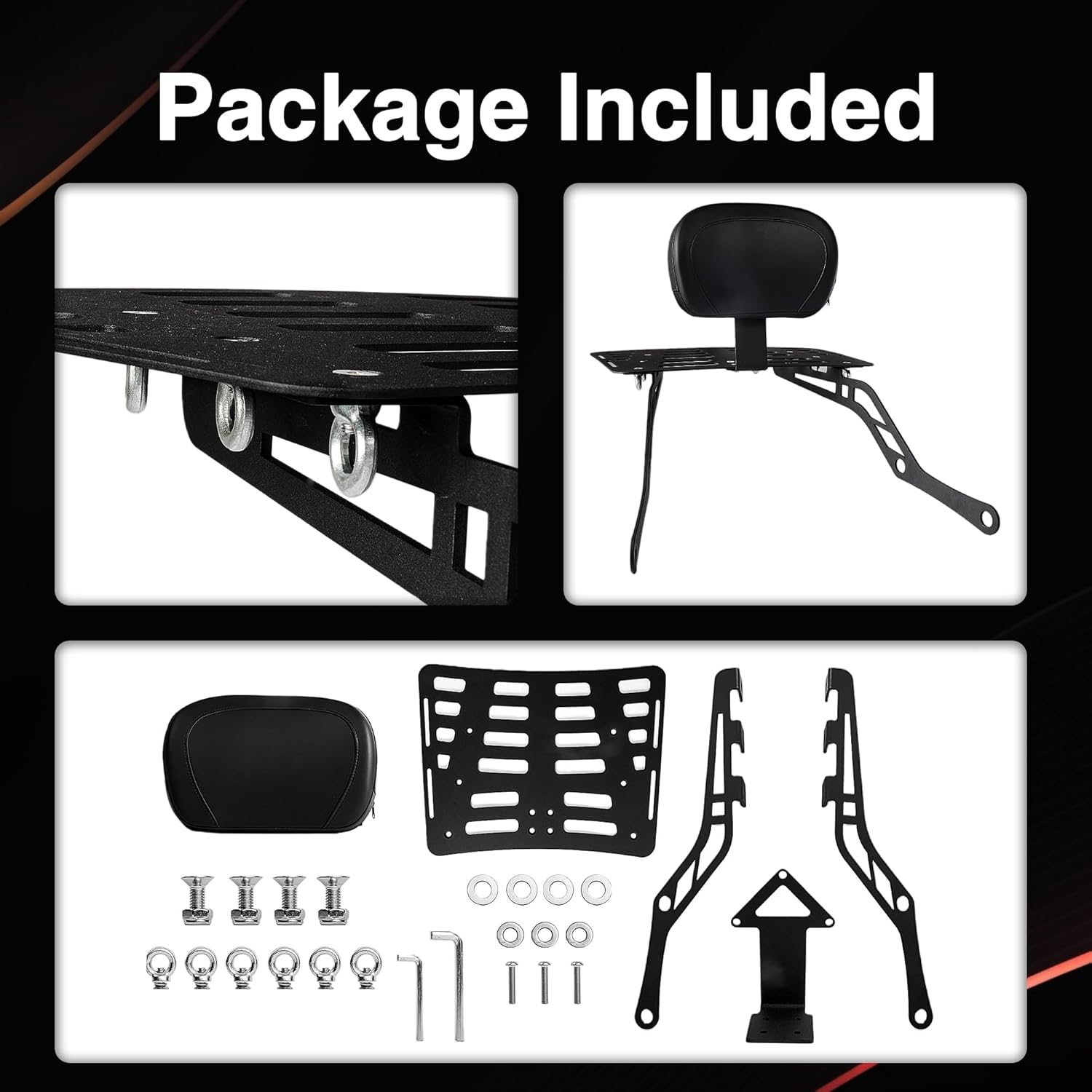 Detachable Passenger Backrest with Luggage Rack for Can Am Spyder Quick Install Sissy Bar Compatible with Can Am Spyder F3, F3-S, F3-T (Frosted Black)