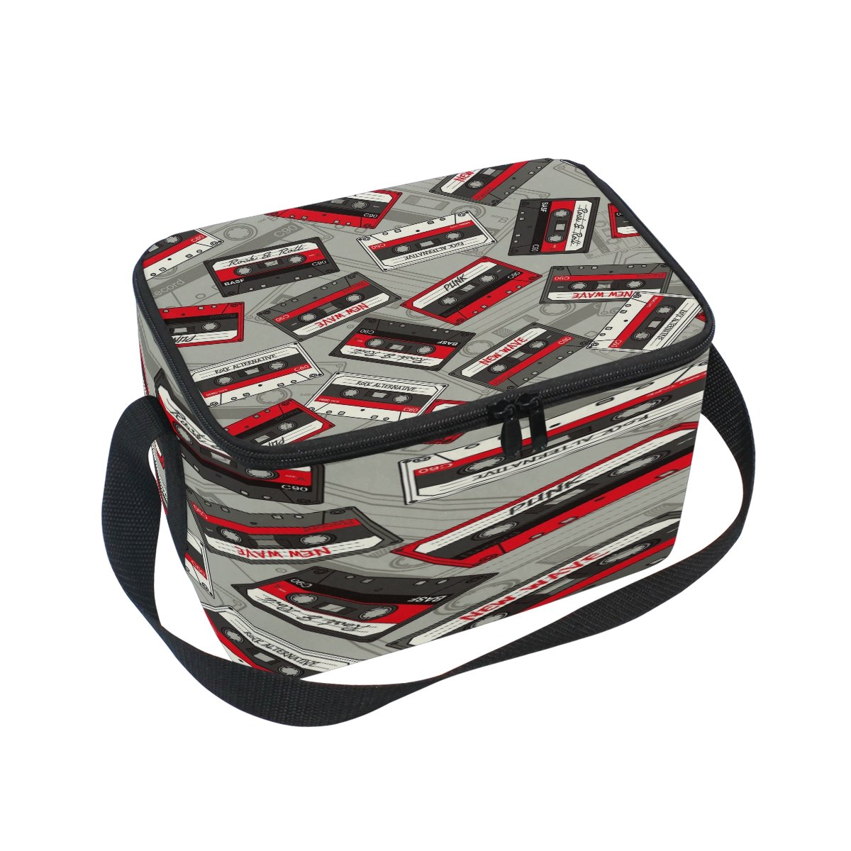 Use7 Retro Cassette Music Insulated Lunch Bag Tote Bag Cooler Lunchbox for Picnic School Women Men Kids