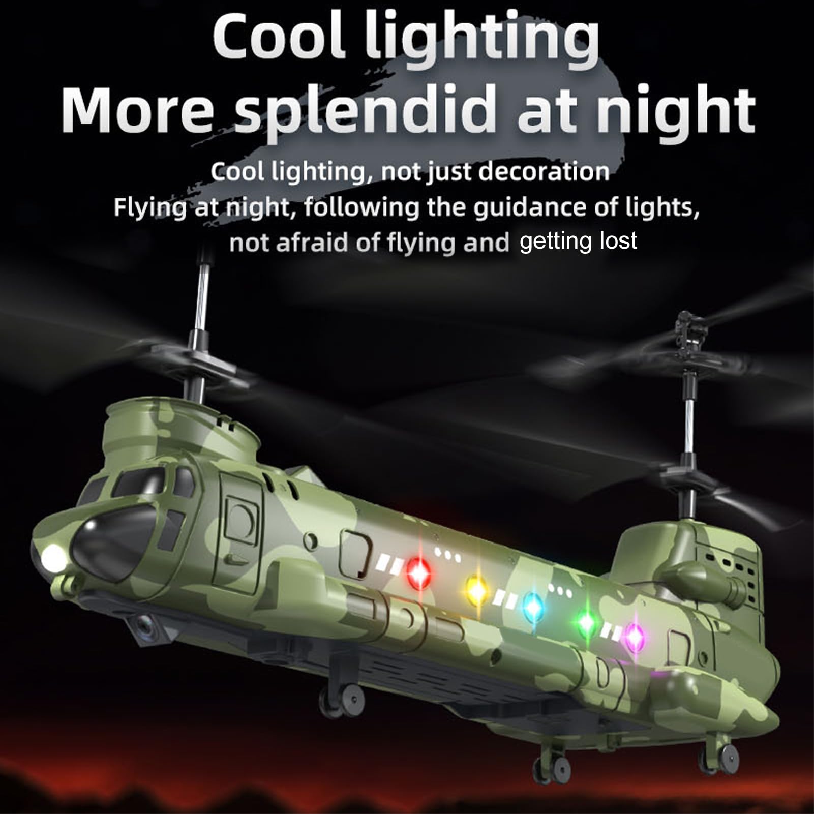 Elicottero radiocomandato militare da 2,4 Ghz con fotocamera HD, mantenimento dell'altitudine, luci a LED, una funzione chiave per fotografia aerea, interni ed esterni, elicotteri adatti ai