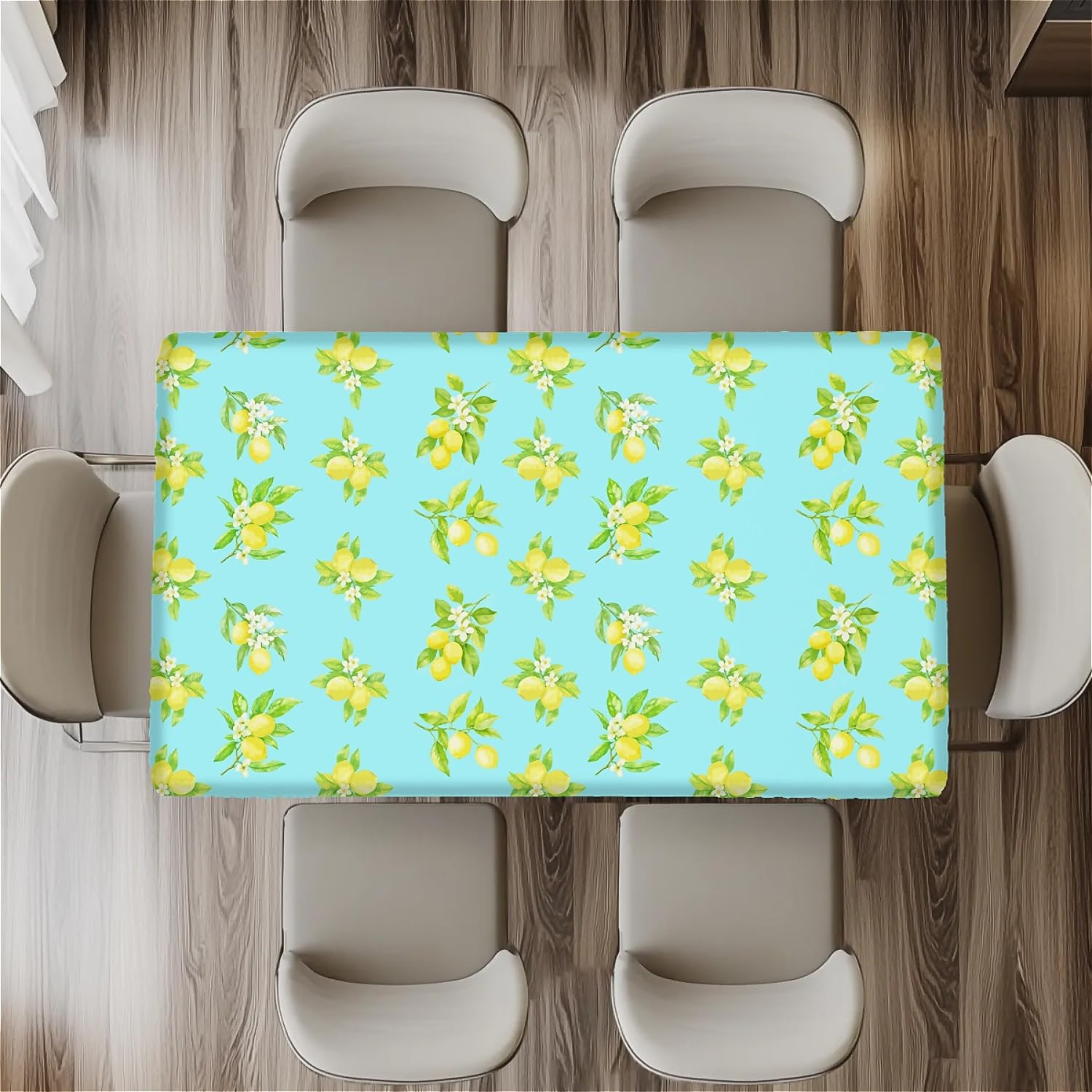 artslion Rectangle Waterproof Tablecloths Elastic Edge for Secure Fit-30 x 72 inch Wipeable Table Cover Non-PVC Fabric Lemon Designs Indoor Outdoor Use - Image 4