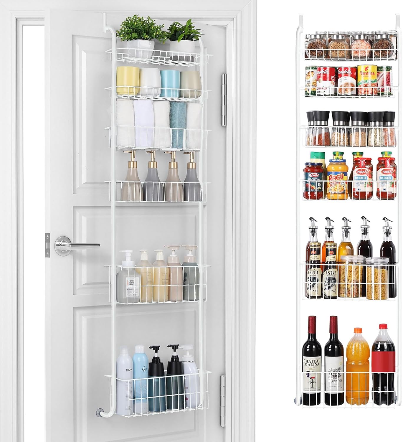 melos 6Tier Over The Door Pantry Organizer Rack, Over The