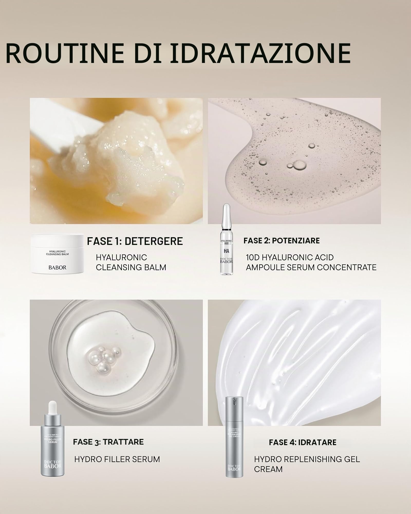 DOCTOR BABOR Hydro Replenishing Gel Cream | Formula in gel-crema leggera e idratante per pelli secche | Cura idratante per 24 ore, freschezza e morbidezza | vegan | 50ml