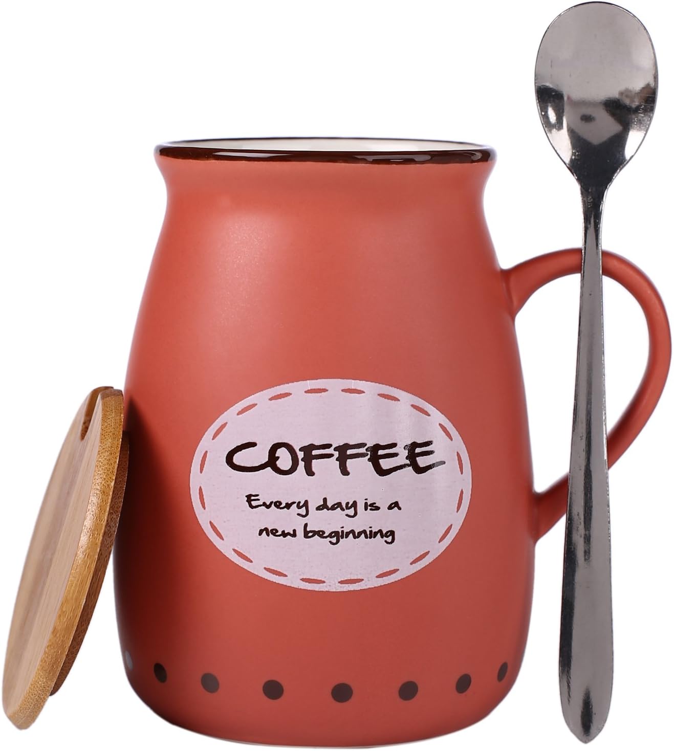 BJE Ceramic Beverage Mug - 3 Pieces, Red, 400 ml