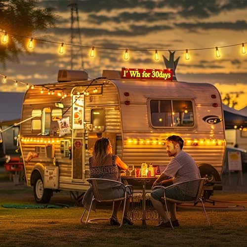 Miniatura 7 de Luces de Cadena para Exteriores de 100 Pies con Control Remoto, 50+2 Bombillas LED Impermeables Irrompibles Edison Regulables con Temporizador,