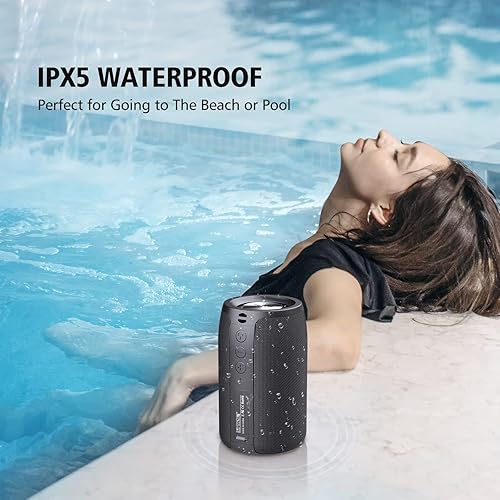 Vista 2 de ZEALOT Altavoces Bluetooth portátiles, altavoz inalámbrico, S32 Samll altavoz al aire libre, impermeable IPX5, emparejamiento Negro