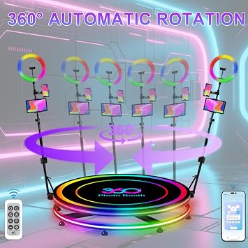 360 Photo Booth Machine,Automatic Slow Motion 360 Spin Camera Video Booth on APP Control,Logo Custom,RGB Light,with Flight Case (26.8inch(68cm))