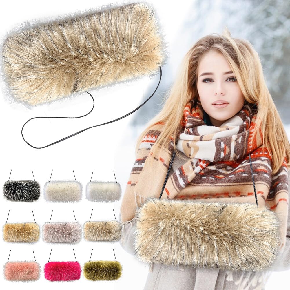 Amazon.com: Faux Fur Hand Muffs Women Winter Warmer Fuzzy