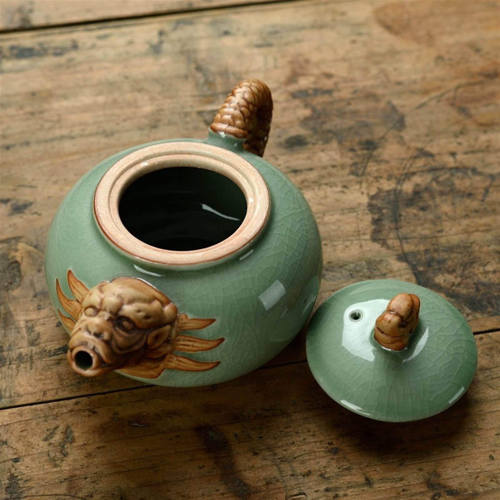 Teiera Classica 220ml Teiera in Ceramica Stile Cinese Drago Kung Fu Set da tè per Uso Domestico Bollitore RU Kiln Bollitore Retro Tea Maker Bollitore per Il tè Teiera