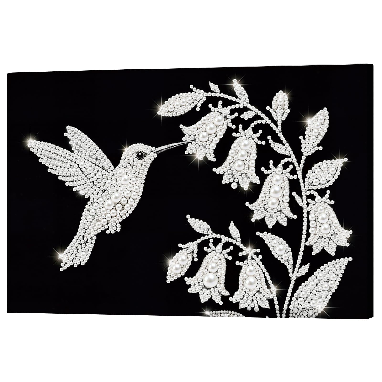 DIY Pearl Painting Kit with Wooden Frame, 3D Plastic Pearl Gemstone Ocean Art Craft for Adults Beginners, Diamond Dot Painting, Home Wall Decor Ready Gift for Women(Bird Carrying Flower)(20 * 30cm)
