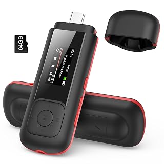 AGPTEK 64GB USB C MP3 Player, A55PL 2 in 1 Type-C & USB Stick Music Player Supports Replaceable AAA Battery, FM Radio, Recording - Amazon product rated Grade A