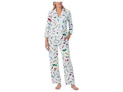 Kate Spade New York 3/4 Sleeve Brushed Jersey Long PJ Set Women