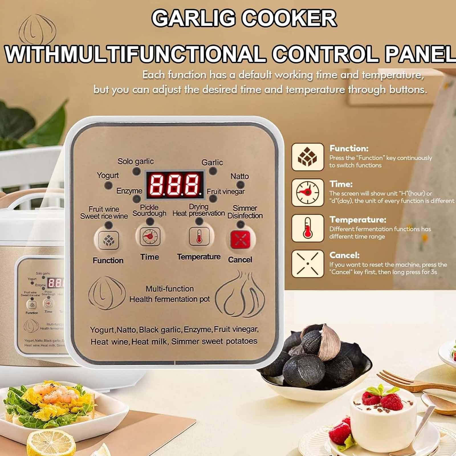 Fermentatore automatico con controllo della temperatura oraria, 5L/6L, fermentazione veloce 7-12 giorni, facile da pulire, ideale per yogurt e natto