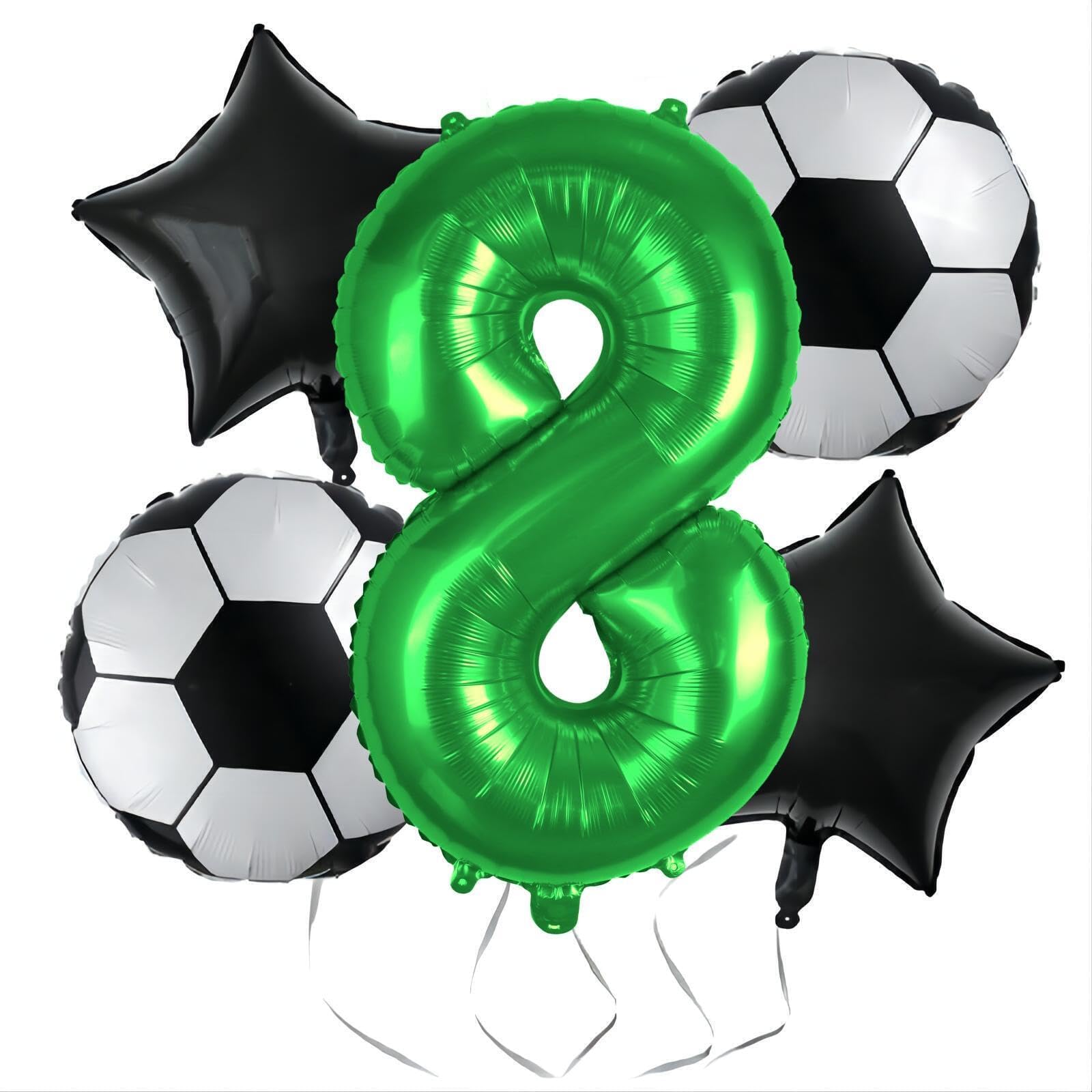8th Birthday Decorations for Boy - Soccer Party Balloons World Cup Sports Theme Party Supplies Favors Anniversary Decor 32in Foil Mylar Green 8 Balloon