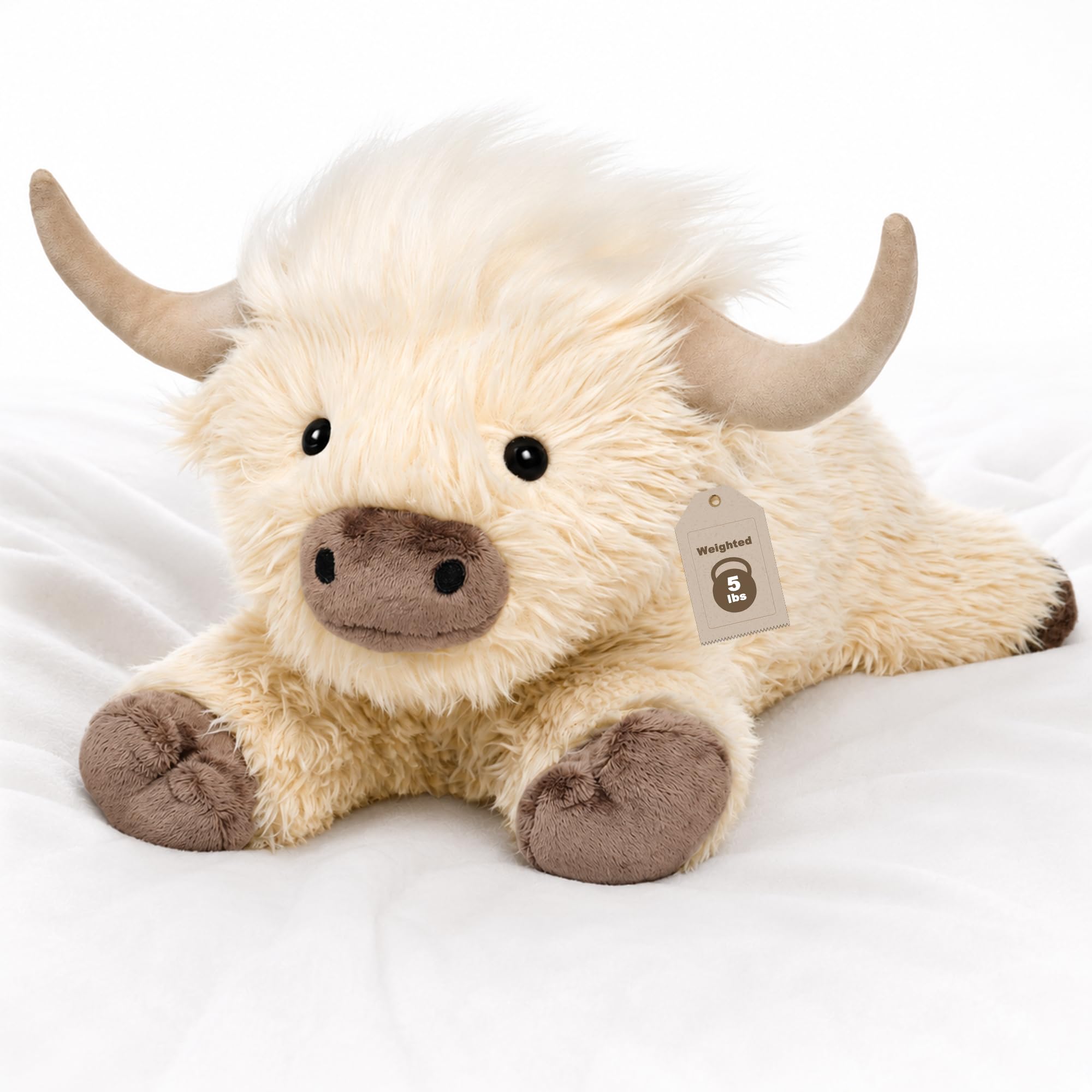 Highland Cow Weighted Stuffed Animals 5Ibs, 22in Weighted Plush Pilllow