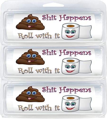 Miniatura 1 de Papel higiénico temático To Go - Emoji Humor (paquete de 3) (065 Sh!t Happens - Roll With It)