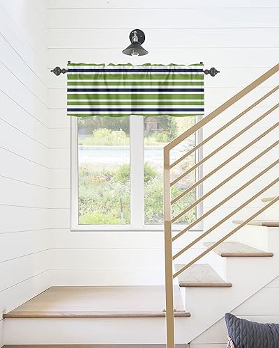 Miniatura 6 de Cortinas modernas para cocina, cafetería, geométrico, verde, azul marino, blanco, cenefa de ventana, cortinas cortas de 42 x 18 pulgadas, bolsillo