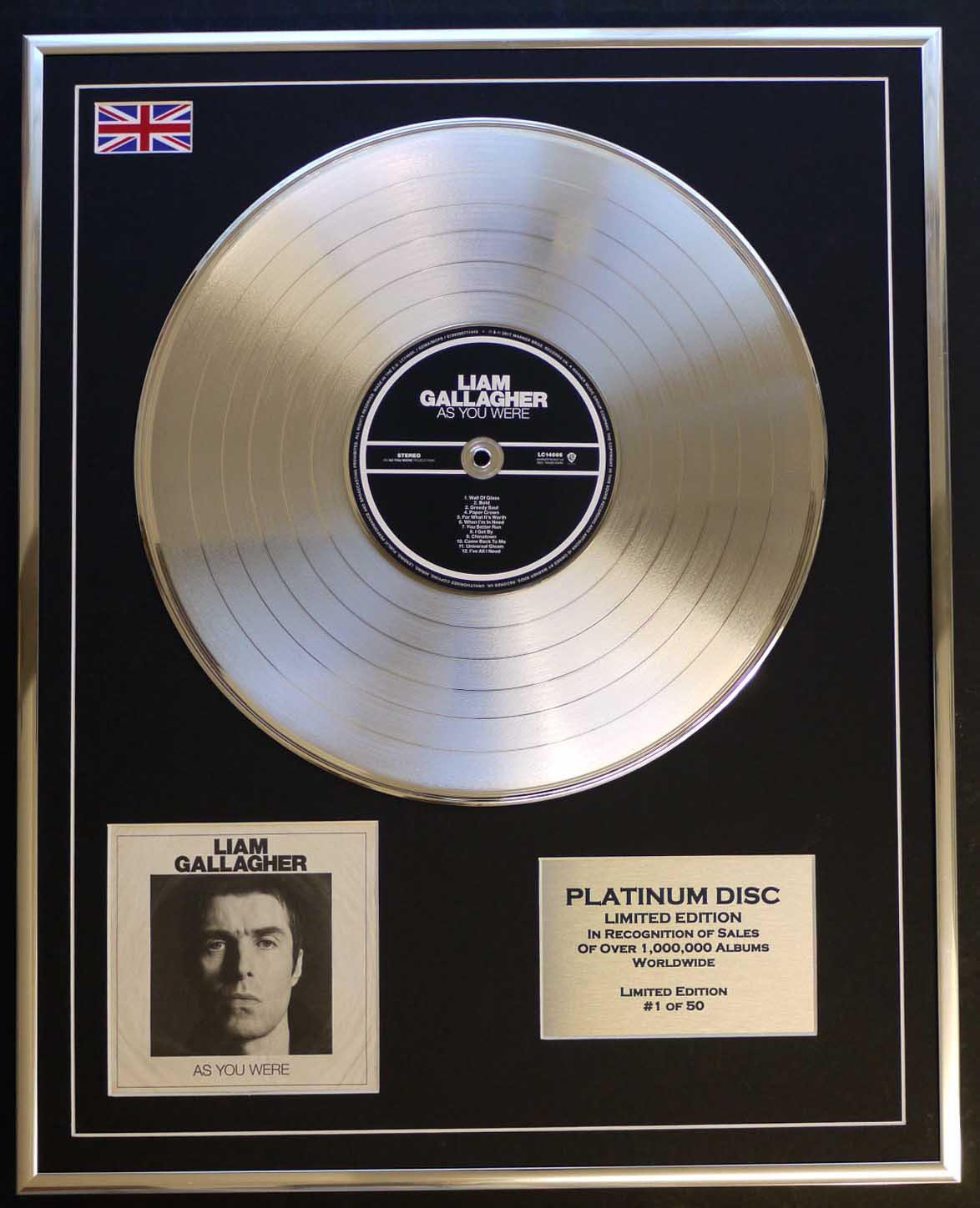 LIAM GALLAGHER/LTD EDITION CD PLATINUM DISC/AS YOU WERE