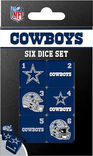 MasterPieces Game Day - NFL Dallas Cowboys - Juego de dados de 6 piezas con logotipo del equipo, tamaño estándar D6