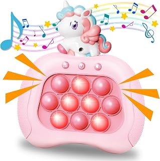 weirtoya Fast Push Game, Pop Bubble Fidget Toy Quick Push Light Up Popping Game Toys for Ages 4-12, for Boys & Girls & Teens Stocking Stuffer Ideas, Pink