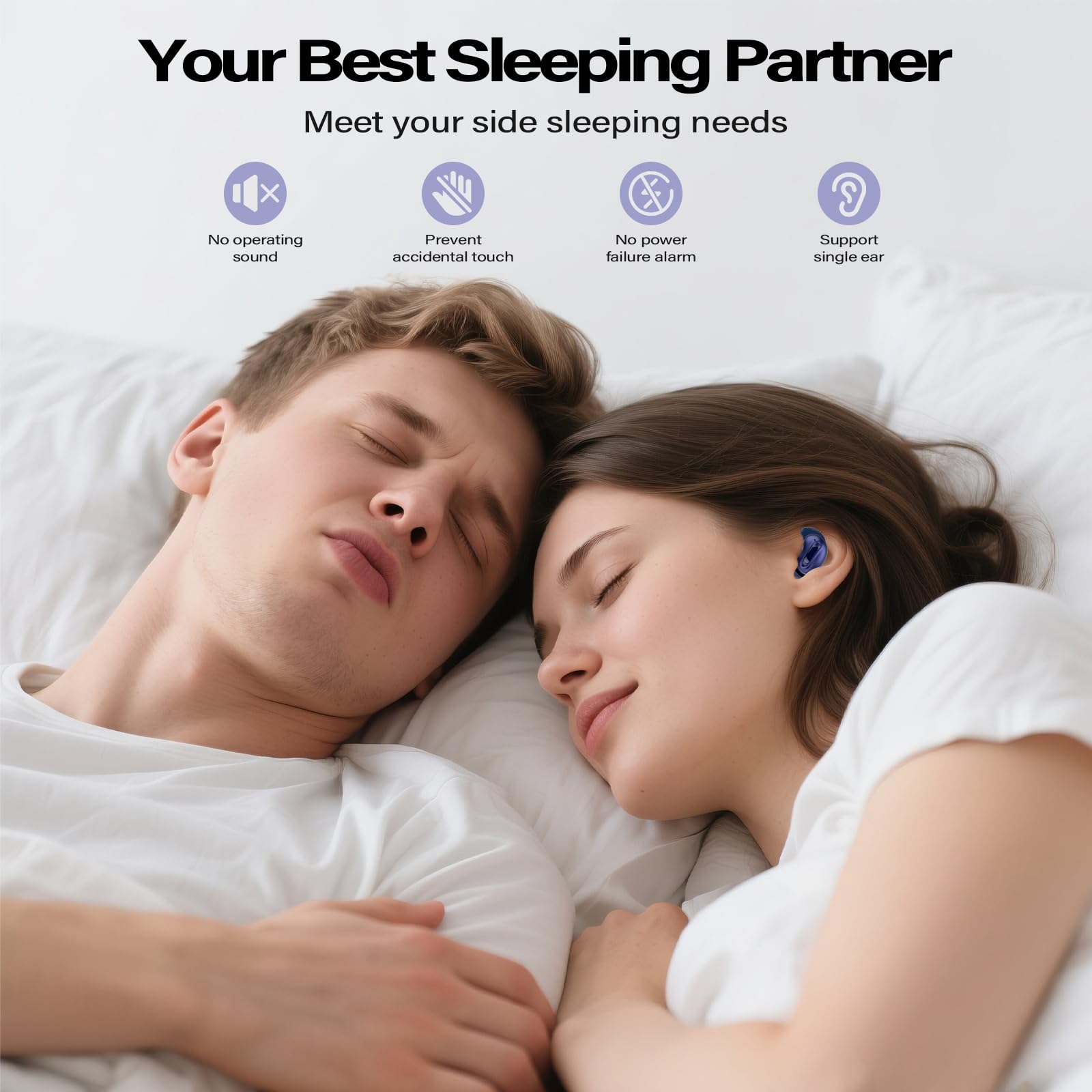 Auriculares del sueño, Mini estéreo de Graves Profundos de los Auriculares de botón inalámbricos de Bluetooth 5.4 de la ANC