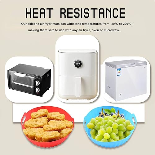 Miniatura 5 de Forros de silicona para freidora de aire para 3-5 cuartos de galón, paquete de 2 unidades, bandeja de horno reutilizable para cocinar sin desorden y