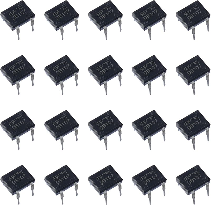 20pcs DB107 Single Phase Glass Bridge Rectifiers 1000V, 4-Pin. | Electronic Silicon Diodes，107