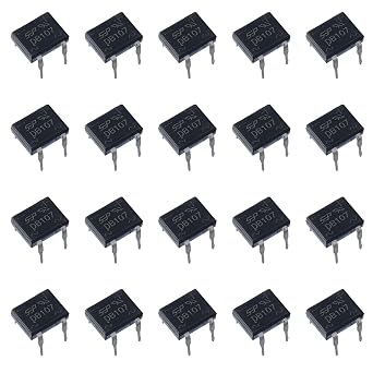 20pcs DB107 Single Phase Glass Bridge Rectifiers 1000V, 4-Pin.