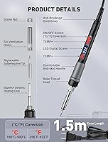 Vista 2 de Kit de herramienta de alisado para impresora 3D 21 en 1, kit de soldadura digital LCD de 80 W con temperatura ajustable y soldador con insertos