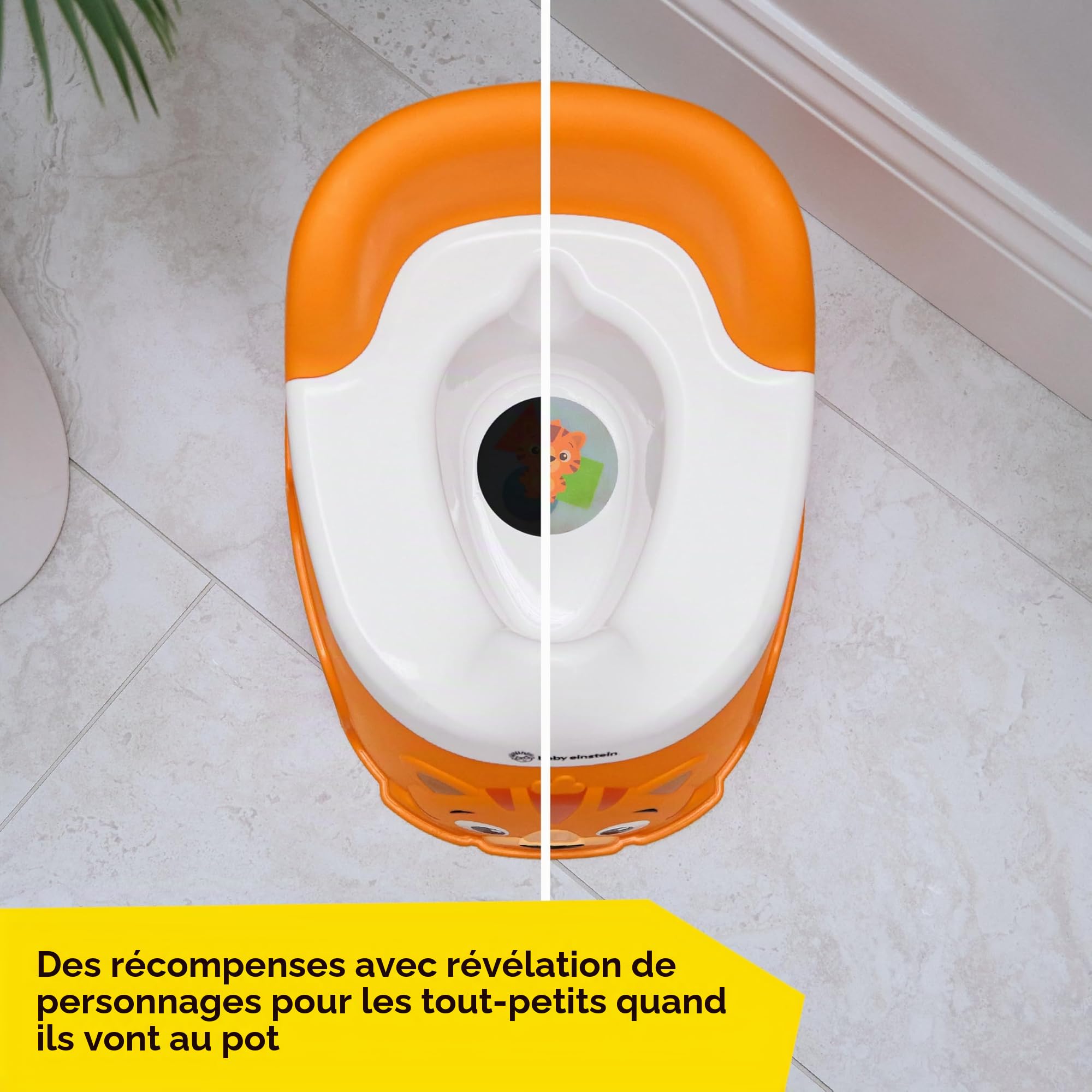 Baby Einstein, Pot Bébé Toilette Tinkle and Reveal Tiger, unisexe, Toilette enfant, avec protection contre les éclaboussures & récompense de changement de couleur, à partir de 18 mois